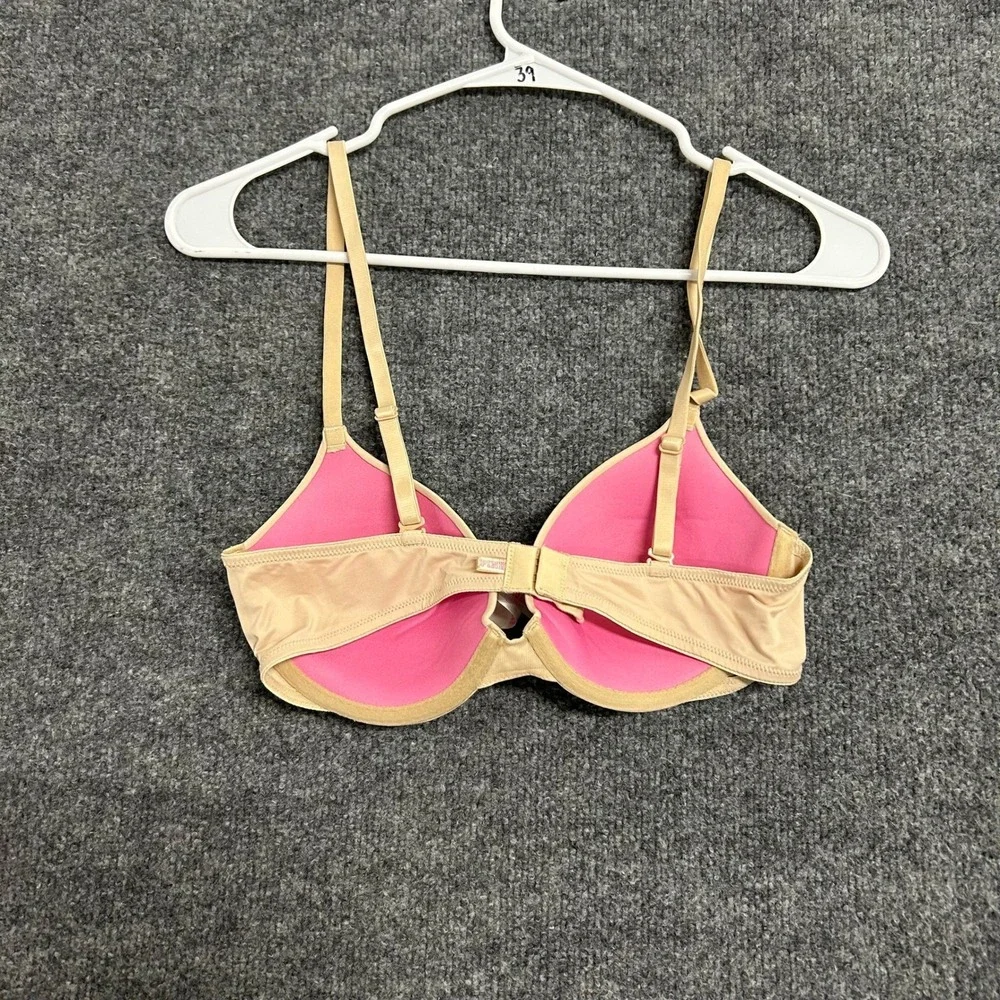 Pink Bra Womens Size 34B Beige Push Up Padded Adjustable Straps Everyday Comfort